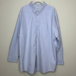 L.L. Bean Wrinkle Resistant Blue Button Down Shirt 18-34 Trim Fit 100% Cotton